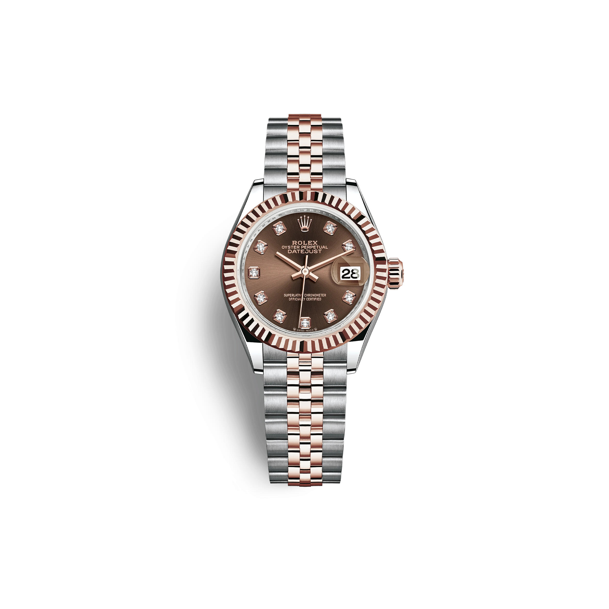 ROLEX LADY-DATEJUST OYSTER, 28 MM, ROSE GOLD & STEEL CHOCOLATE DIAL 279171-0011